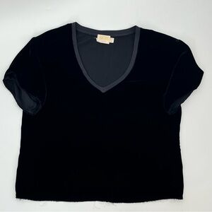 Nation LTD Black Velvet V-Neck Tee